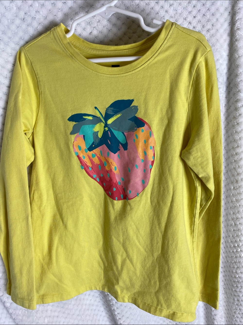 Tea Collection Chartreuse Strawberry Print Graphic Long-Sleeve Tee